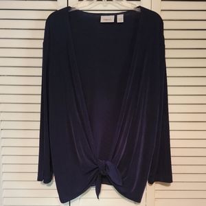 𝅺Chico's Travelers Tie Waist Hem Long Sleeve Slinky Cardigan Sz 3.